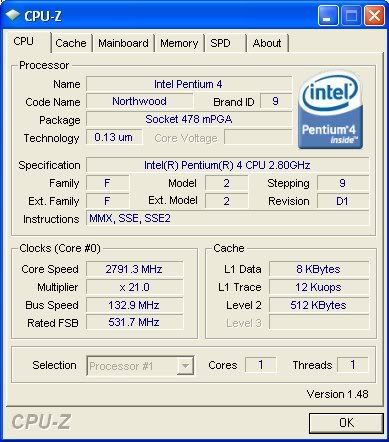 ATI Radeon IGP 345M Integrated UMA architecture ATI 4X AGP 3D accelerator 40 GB HDD and I've also included a screenshot of CPU-Z of my laptop.