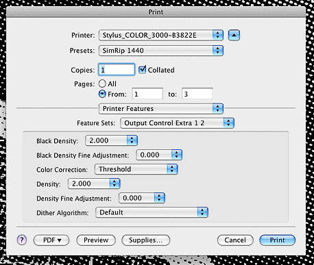 Setting additional output controls in the printer driver.