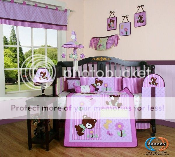 Boutique Girl Teddy Bear 13pcs Crib Bedding Set