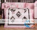   Pink Brown Butterfly 13PCS CRIB BEDDING SET 813026010171  